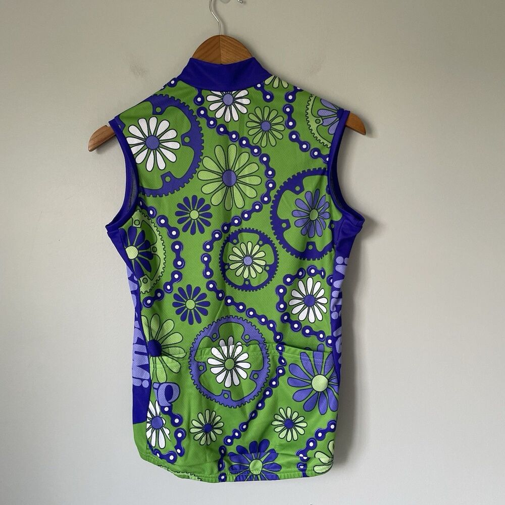 Pearl Izumi Cycling Bike Jersey Floral Print Green Made In USA Women's Size Med - Picture 2 of 9